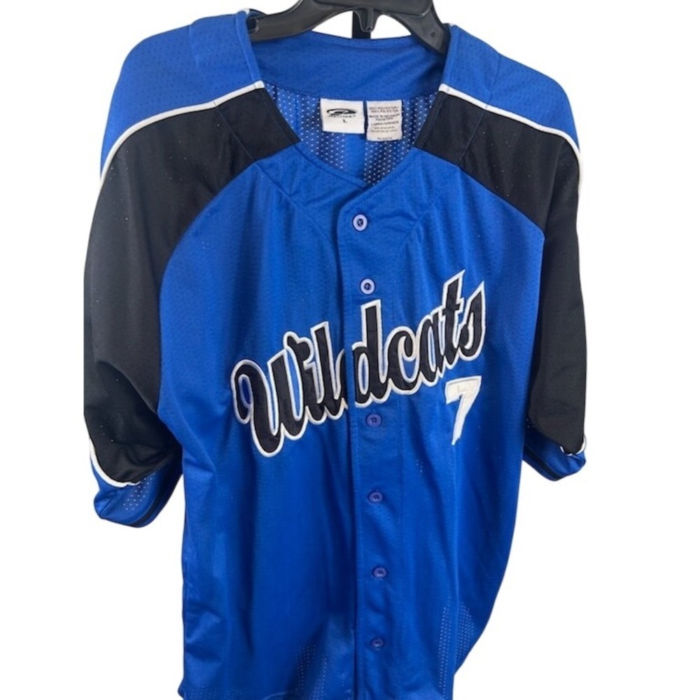 Pro Edge Wildcats Baseball Jersey Men's Size Large Blue Black Number 7